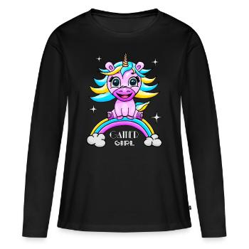 Gamer gamer gamer unicorn - Women's Premium Organic Long Sleeve Shirt - black - Front - Julia (174cm)