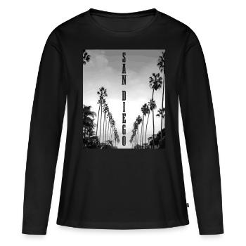 San Diego Californie - T-shirt manches longues Premium bio Femme - noir - Devant - Julia (174cm)
