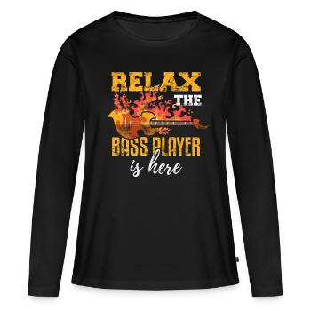 Bass Joueur - T-shirt manches longues Premium bio Femme - noir - Devant - Julia (174cm)