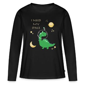 Dino space - T-shirt manches longues Premium bio Femme - noir - Devant - Julia (174cm)