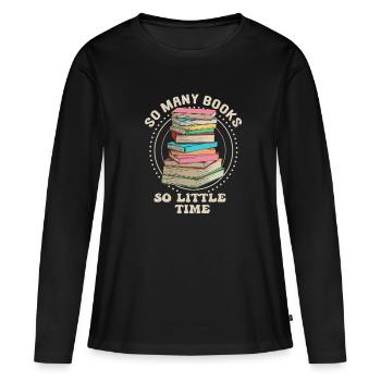 Bibliothécaire design pour un ver de bibliothèque - T-shirt manches longues Premium bio Femme - noir - Devant - Julia (174cm)