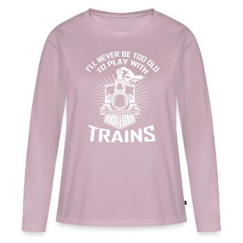 Modéliser locomotive locomotive locomotive train - T-shirt manches longues Premium bio Femme - rose poudré - Devant - Julia (174cm)
