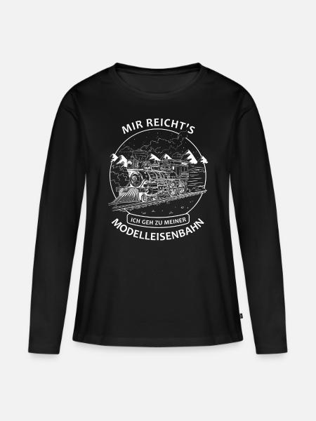 Eisenbahn Modelleisenbahn Lokomotive Zug - Frauen Premium Bio Langarmshirt - Schwarz