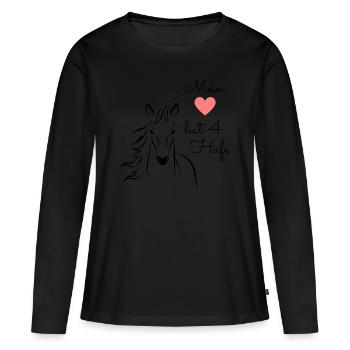 Pferde Spruch - Frauen Premium Bio Langarmshirt - Schwarz - Vorne - Julia (174cm)