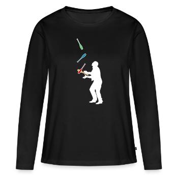 Jongleur - T-shirt manches longues Premium bio Femme - noir - Devant - Julia (174cm)