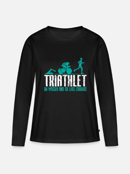 Triathlet Geschenk - Frauen Premium Bio Langarmshirt - Schwarz