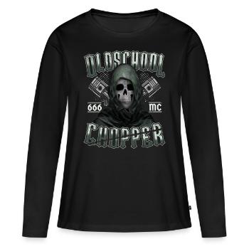 Oldschool Chopper - T-shirt manches longues Premium bio Femme - noir - Devant - Julia (174cm)