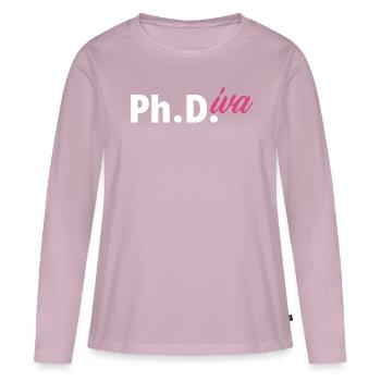 Doctorant Femme Fille - T-shirt manches longues Premium bio Femme - rose poudré - Devant - Julia (174cm)