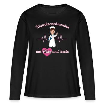 Krankenschwester Sprüche Zitate Schön - Frauen Premium Bio Langarmshirt - Schwarz - Vorne - Julia (174cm)