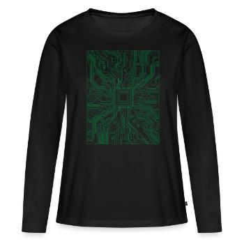 CPU Computer Motherboard Computer Scientist - Women's Premium Organic Long Sleeve Shirt - black - Front - Julia (174cm)
