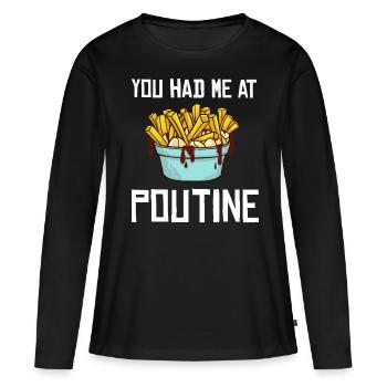 Poutine Frites Canada Recette de nourriture - T-shirt manches longues Premium bio Femme - noir - Devant - Julia (174cm)