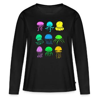 Méduses espèces méduses méduses - T-shirt manches longues Premium bio Femme - noir - Devant - Julia (174cm)