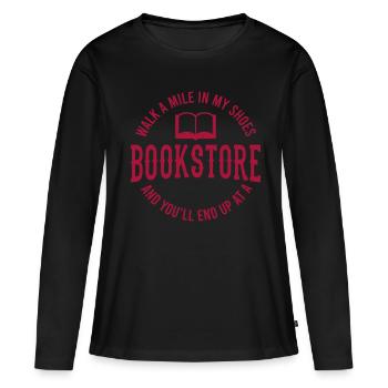 Libraire Bouquin vermisseeux de livres - T-shirt manches longues Premium bio Femme - noir - Devant - Julia (174cm)