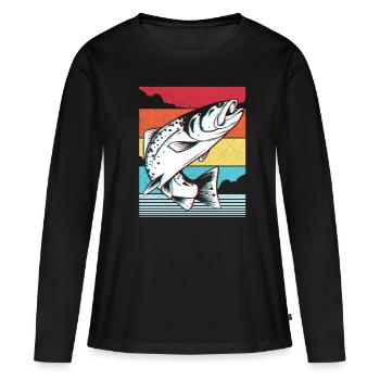 Poissons Carpes de brochet - T-shirt manches longues Premium bio Femme - noir - Devant - Julia (174cm)