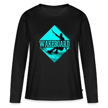 Wakeboard Wakeskate Wassersport Boot Wakeboarder - Frauen Premium Bio Langarmshirt - Schwarz - Vorne - Julia (174cm)