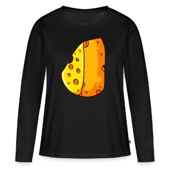 Fromage fromage fromager Parmesan Gourmet - T-shirt manches longues Premium bio Femme - noir - Devant - Julia (174cm)