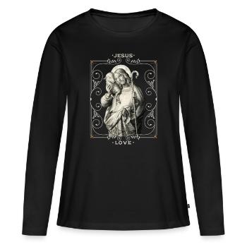 Jésus, Jésus-Christ - T-shirt manches longues Premium bio Femme - noir - Devant - Julia (174cm)