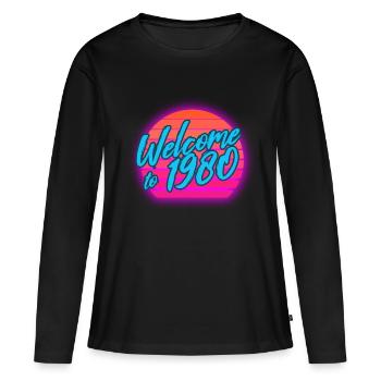 80er Vintage 80er Outfir 80er Retro 80er Jahre - Frauen Premium Bio Langarmshirt - Schwarz - Vorne - Julia (174cm)
