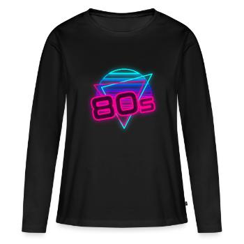 80er Mottoparty 80er Outfir 80er Retro 80er Jahre - Frauen Premium Bio Langarmshirt - Schwarz - Vorne - Julia (174cm)