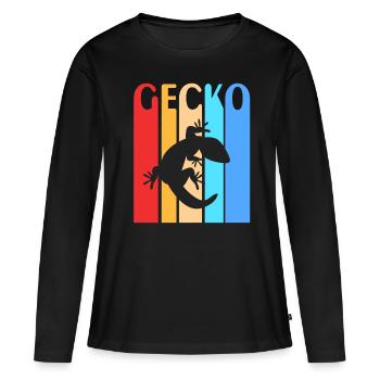 Gecko - T-shirt manches longues Premium bio Femme - noir - Devant - Julia (174cm)