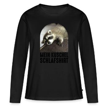 Mein kuschel Schlafshirt Affee Waschbär - Frauen Premium Bio Langarmshirt - Schwarz - Vorne - Julia (174cm)