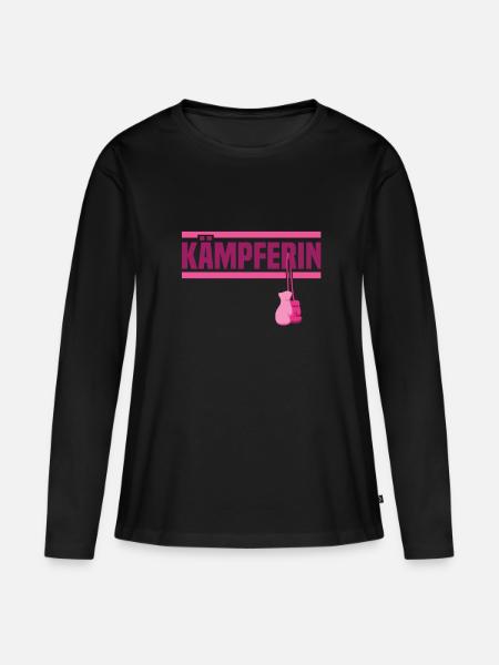 Brustkrebs Bewusstsein Kämpferin Mutter - Frauen Premium Bio Langarmshirt - Schwarz