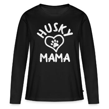 HUSKY Mama - T-shirt manches longues Premium bio Femme - noir - Devant - Julia (174cm)