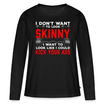 Funny Gym Workout Ass Kick Fitness Athlete - Women's Premium Organic Long Sleeve Shirt - black - Front - Julia (174cm)