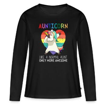 Aunticorn Dabbendes Unicorn Dabbing Unicorn Aunt - Women's Premium Organic Long Sleeve Shirt - black - Front - Julia (174cm)