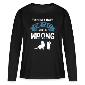 Deux chats rengaine chat ami chat Cat - T-shirt manches longues Premium bio Femme - noir - Devant - Julia (174cm)
