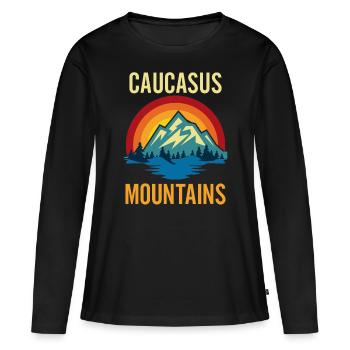 Coucher du soleil de montagnes du Caucase - T-shirt manches longues Premium bio Femme - noir - Devant - Julia (174cm)