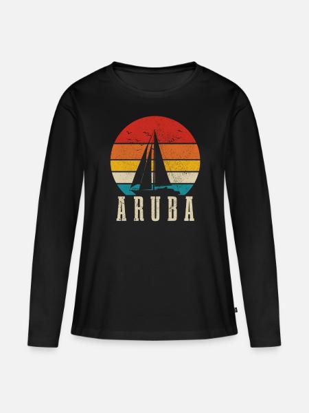Aruba - Frauen Premium Bio Langarmshirt - Schwarz