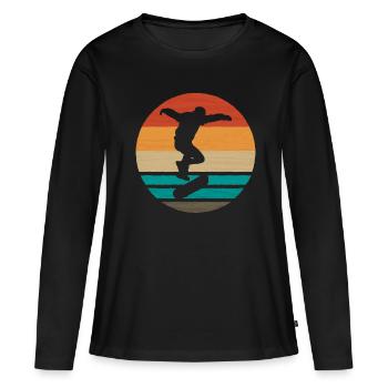 Skate Skate Vintage Skate Cadeau Skateboard - T-shirt manches longues Premium bio Femme - noir - Devant - Julia (174cm)
