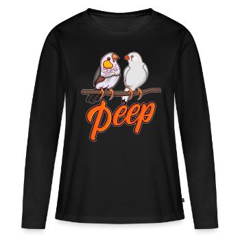 Pinsons zèbres PEEP Pinsons zèbres - T-shirt manches longues Premium bio Femme - noir - Devant - Julia (174cm)