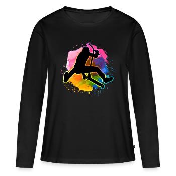 Aquarelle Cascadeur Cascadeur De Couleur Roller - T-shirt manches longues Premium bio Femme - noir - Devant - Julia (174cm)