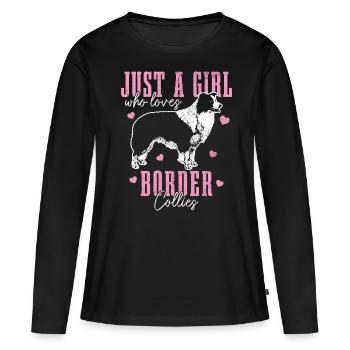 BORDER COLLIE - T-shirt manches longues Premium bio Femme - noir - Devant - Julia (174cm)