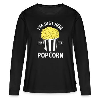 Popcorn cinéaste - T-shirt manches longues Premium bio Femme - noir - Devant - Julia (174cm)