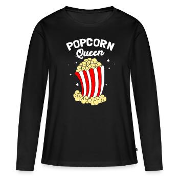 Popcorn - T-shirt manches longues Premium bio Femme - noir - Devant - Julia (174cm)