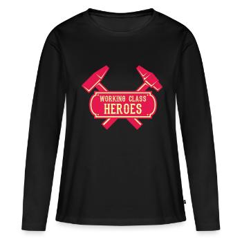 WORKING CLASS HEROES Auto mécanicien team - T-shirt manches longues Premium bio Femme - noir - Devant - Julia (174cm)