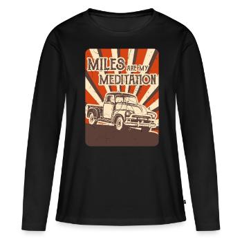 Miles ARE MY MEDITATION US Pickup US Voitures us - T-shirt manches longues Premium bio Femme - noir - Devant - Julia (174cm)