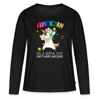 Aunticorn Aunt Dabbendes Unicorn Dabbing Unicorn - Women's Premium Organic Long Sleeve Shirt - black - Front - Julia (174cm)