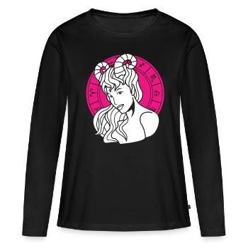 Sternzeichen Widder - Frauen Premium Bio Langarmshirt - Schwarz - Vorne - Julia (174cm)