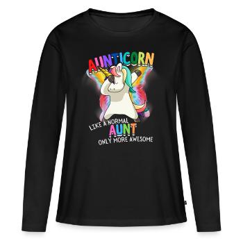 Aunticorn Aunt Dabbendes Unicorn Dabbing Unicorn - Women's Premium Organic Long Sleeve Shirt - black - Front - Julia (174cm)