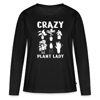 Crazy Plant Plants de plante de la dame - T-shirt manches longues Premium bio Femme - noir - Devant - Julia (174cm)