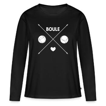 Boule Pétanque Boule boules - T-shirt manches longues Premium bio Femme - noir - Devant - Julia (174cm)