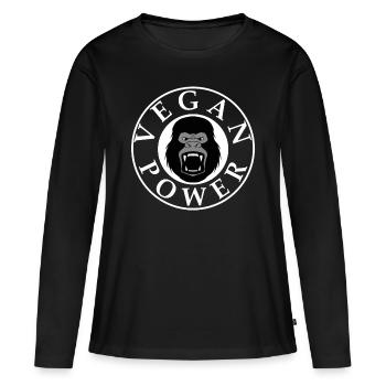 Vegan Power Gorilla Shirt , Veganer, Légumes, Tofu - T-shirt manches longues Premium bio Femme - noir - Devant - Julia (174cm)