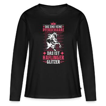 Haflinger Glitzer Pferd Reiterin Pferdemädchen - Frauen Premium Bio Langarmshirt - Schwarz - Vorne - Julia (174cm)