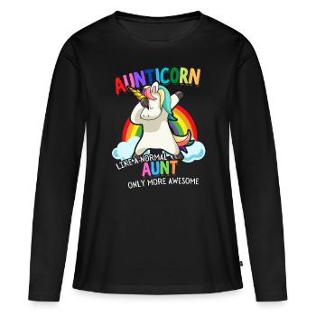 Aunticorn Aunt Dabbendes Unicorn Dabbing Unicorn - Women's Premium Organic Long Sleeve Shirt - black - Front - Julia (174cm)