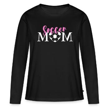 Soccer Mom Fußball Mutter Mama Shirt - Frauen Premium Bio Langarmshirt - Schwarz - Vorne - Julia (174cm)