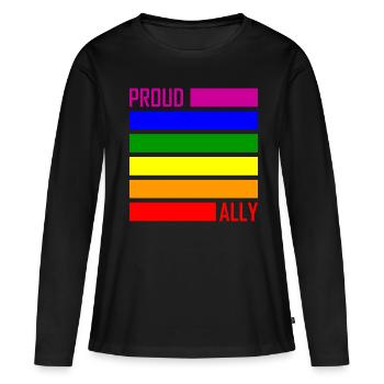 PROUD ALLY LGBT Pride Gay Pride Month Drapeau LGBTQ - T-shirt manches longues Premium bio Femme - noir - Devant - Julia (174cm)
